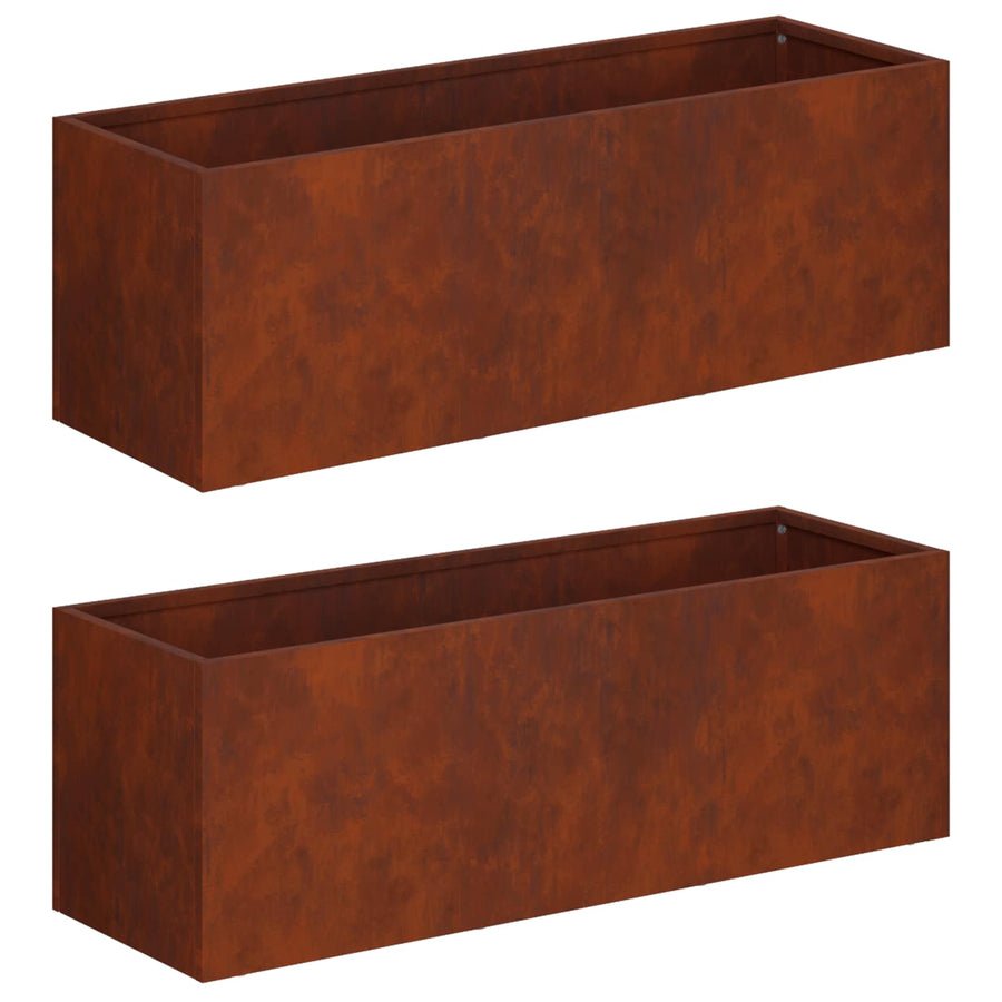 Plantenbak 2 st Roestkleurig 60 x 20 x 20 cm weervast staal