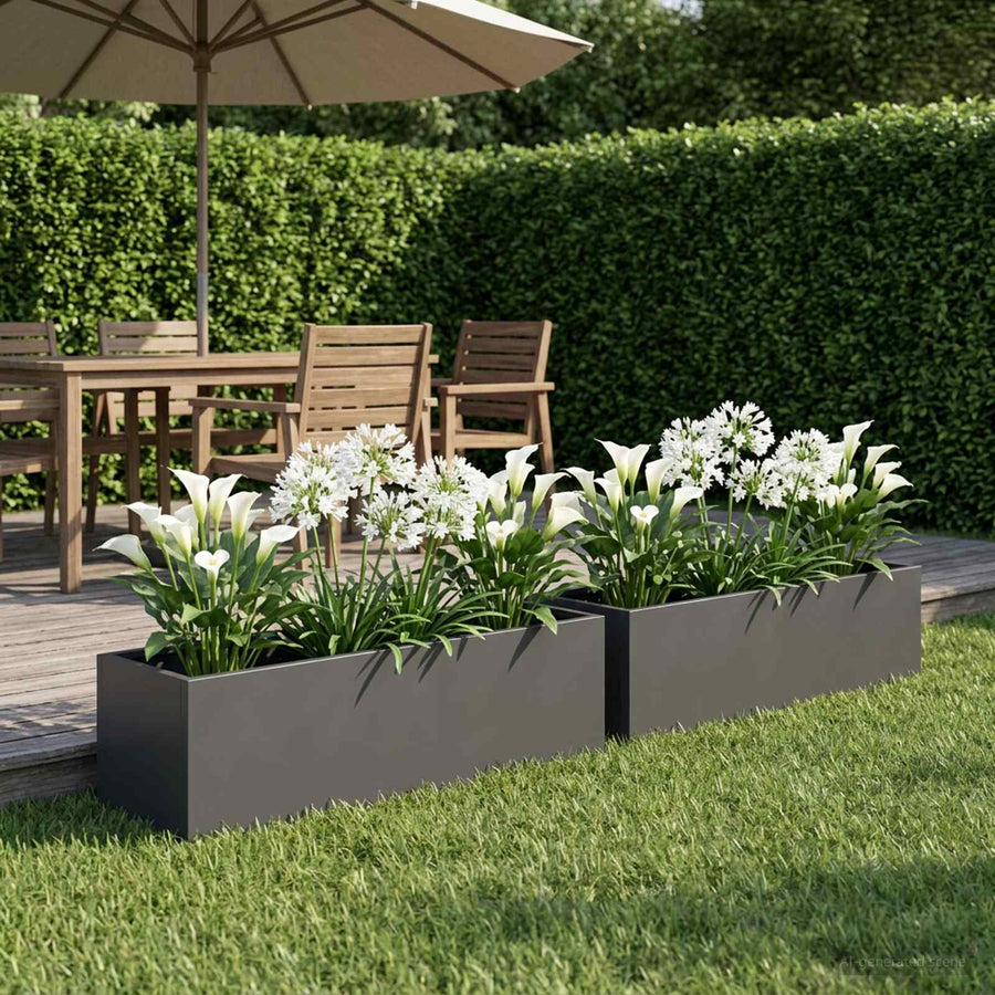 Plantenbak 2 st Antraciet 80 x 20 x 20 cm Koudgewalst staal