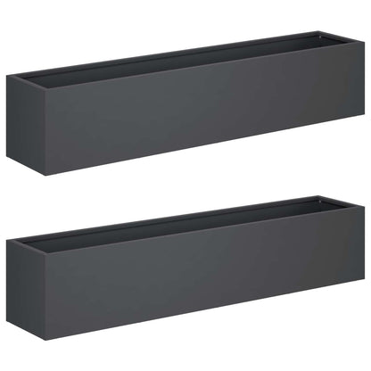 Plantenbak 2 st Antraciet 80 x 20 x 20 cm Koudgewalst staal