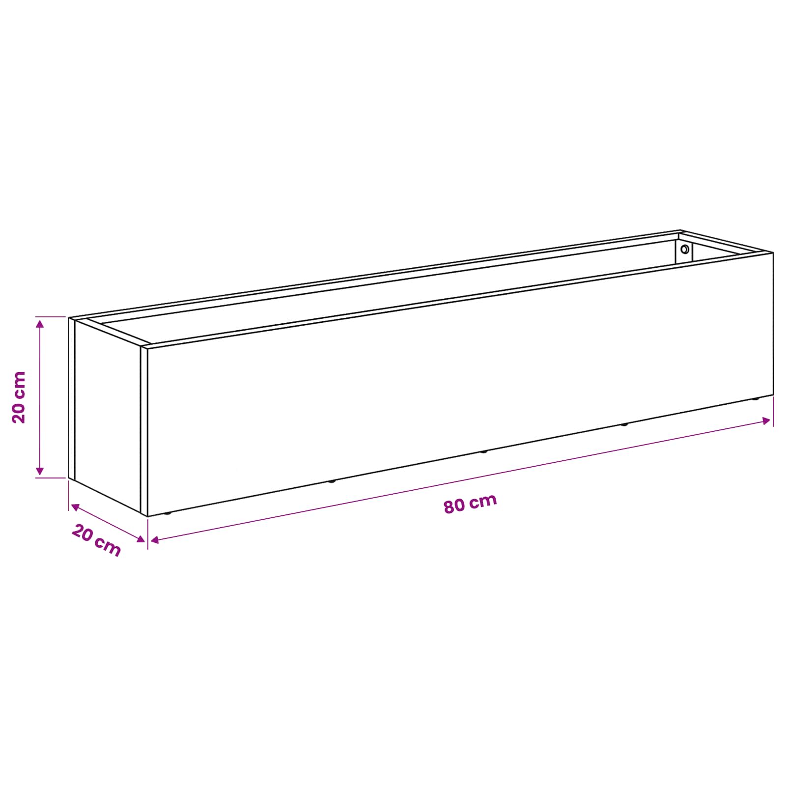 Plantenbak zilver 80 x 20 x 20 cm Roestvrij staal
