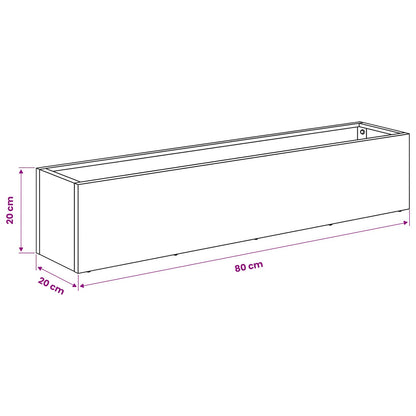 Plantenbak zilver 80 x 20 x 20 cm Roestvrij staal