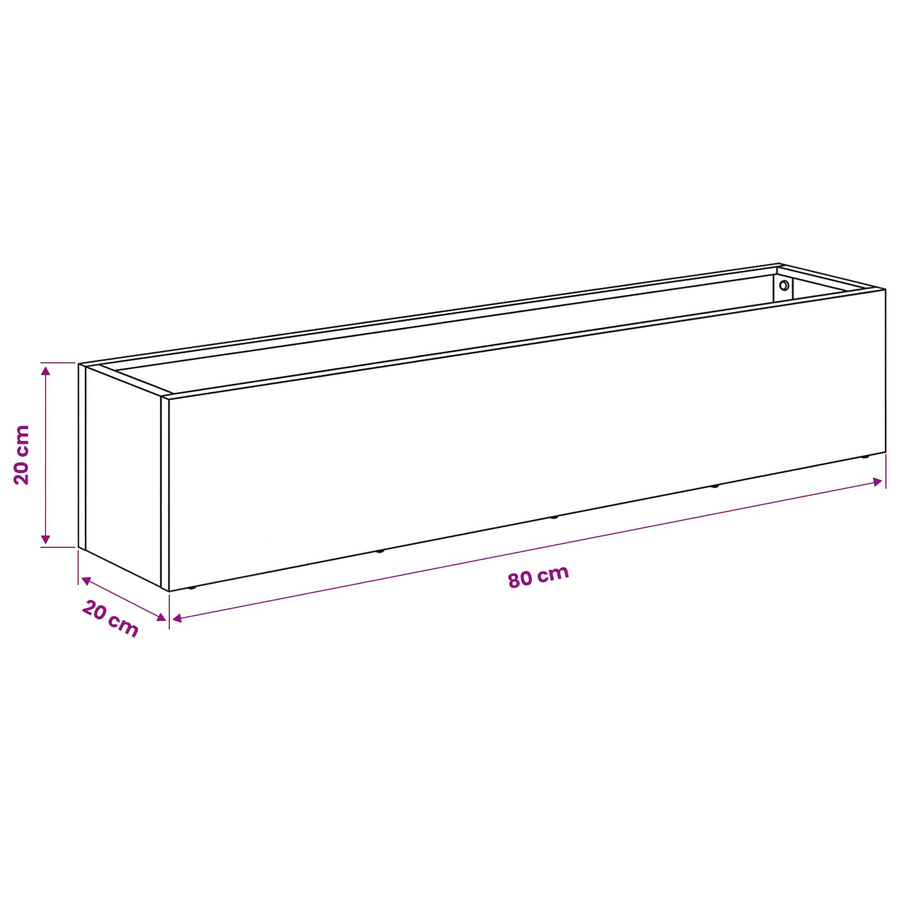 Plantenbak zilver 80 x 20 x 20 cm Roestvrij staal