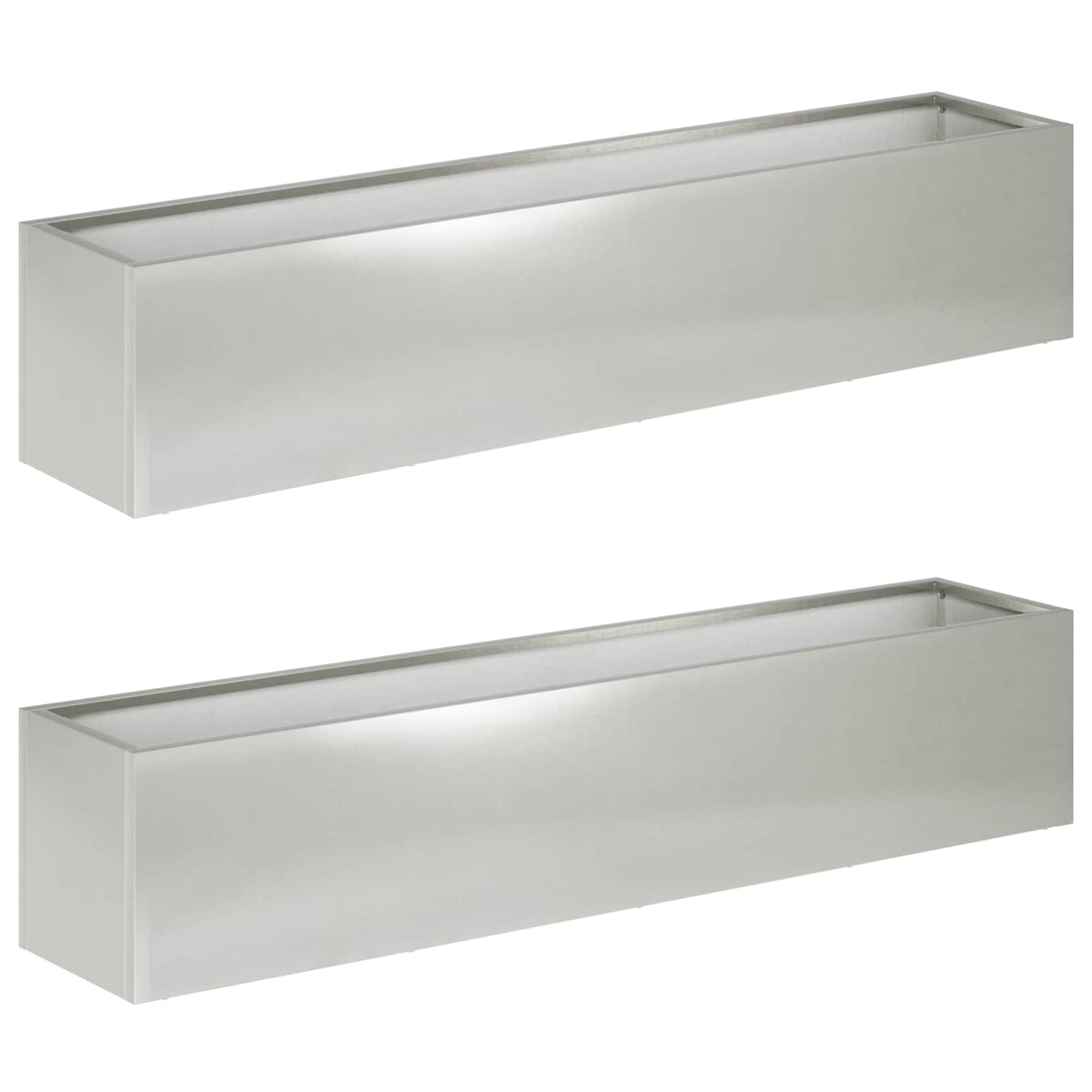 Plantenbak 2 st zilver 80 x 20 x 20 cm Roestvrij staal