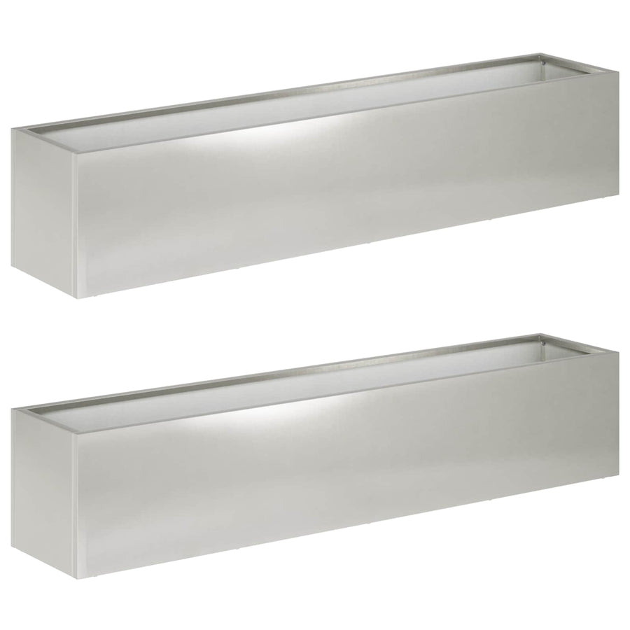 Plantenbak 2 st zilver 80 x 20 x 20 cm Roestvrij staal