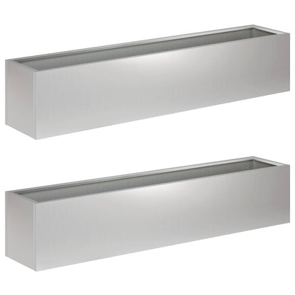 Plantenbak 2 st zilver 80 x 20 x 20 cm Gegalvaniseerd staal