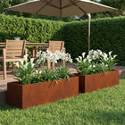 Plantenbak 80x20x20 cm roestkleurig staal set van 2