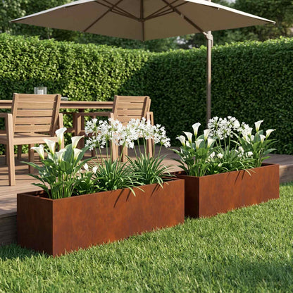 Plantenbak 2 st Roestkleurig 80 x 20 x 20 cm weervast staal