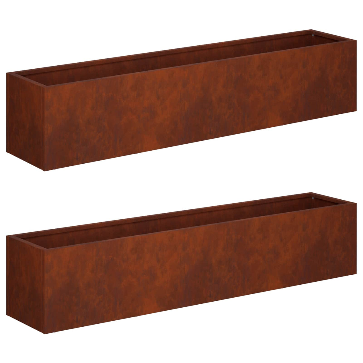Plantenbak 2 st Roestkleurig 80 x 20 x 20 cm weervast staal