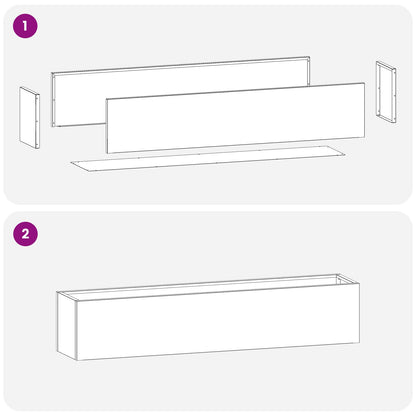 Plantenbak 2 st Zwart 100 x 20 x 20 cm Koudgewalst staal