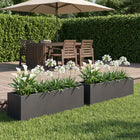 Plantenbak set 2 st 100x20x20 cm koudgewalst staal zwart