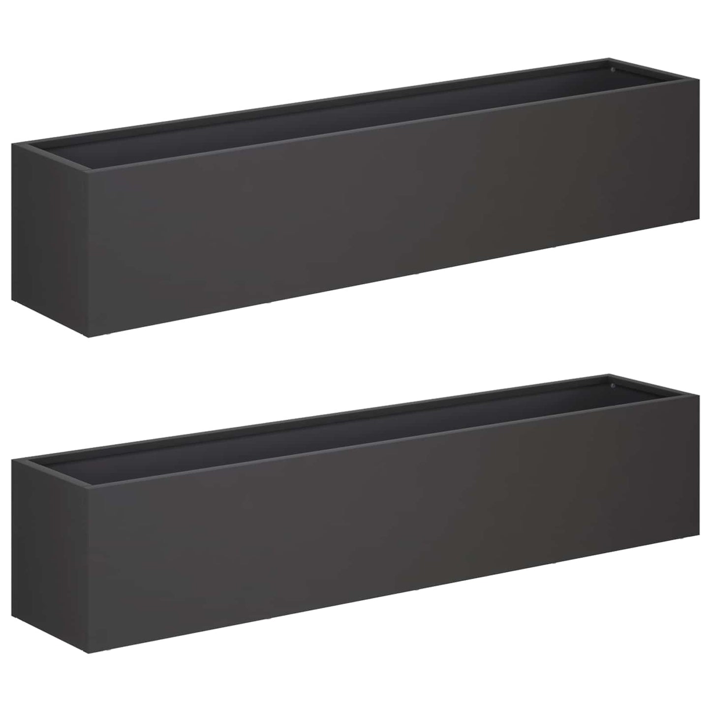 Plantenbak 2 st Zwart 100 x 20 x 20 cm Koudgewalst staal