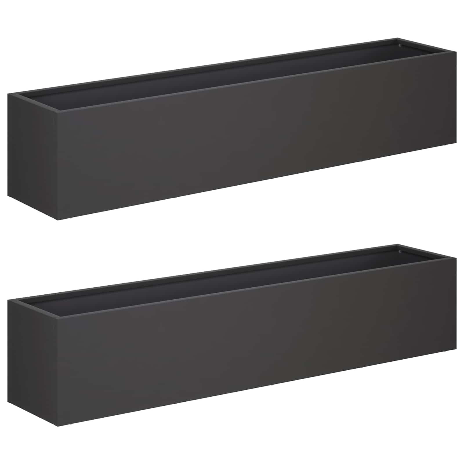 Plantenbak 2 st Zwart 100 x 20 x 20 cm Koudgewalst staal