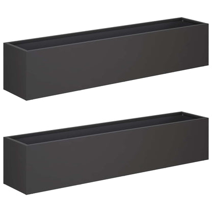 Plantenbak 2 st Zwart 100 x 20 x 20 cm Koudgewalst staal
