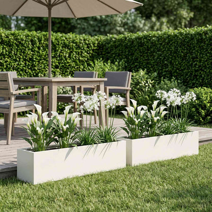 Plantenbak 2 st Wit 100 x 20 x 20 cm Koudgewalst staal