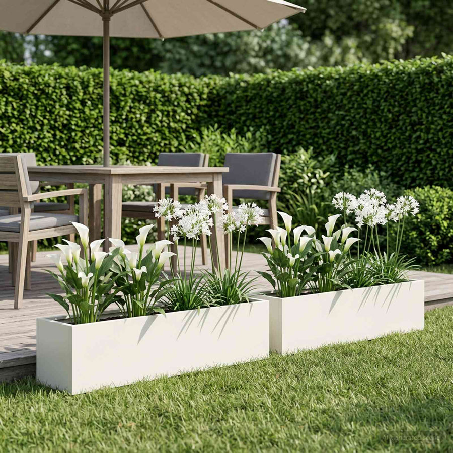 Plantenbak 2 st Wit 100 x 20 x 20 cm Koudgewalst staal