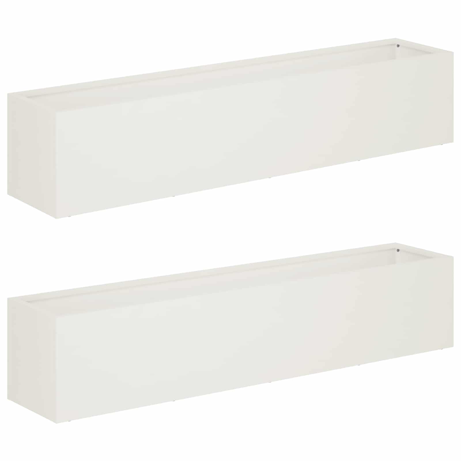 Plantenbak 2 st Wit 100 x 20 x 20 cm Koudgewalst staal