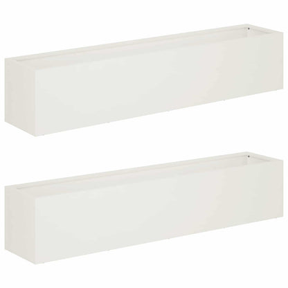 Plantenbak 2 st Wit 100 x 20 x 20 cm Koudgewalst staal