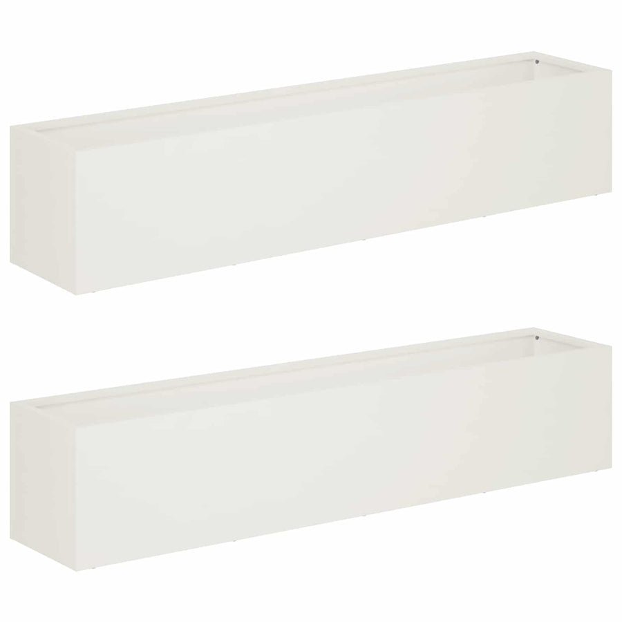 Plantenbak 2 st Wit 100 x 20 x 20 cm Koudgewalst staal