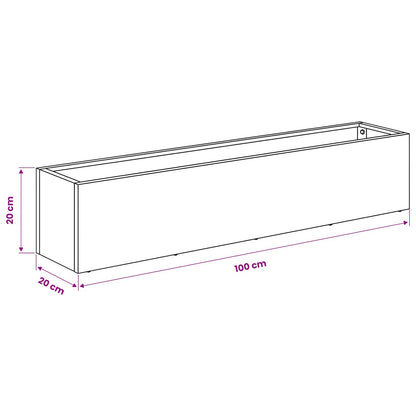 Plantenbak 2 st Wit 100 x 20 x 20 cm Koudgewalst staal