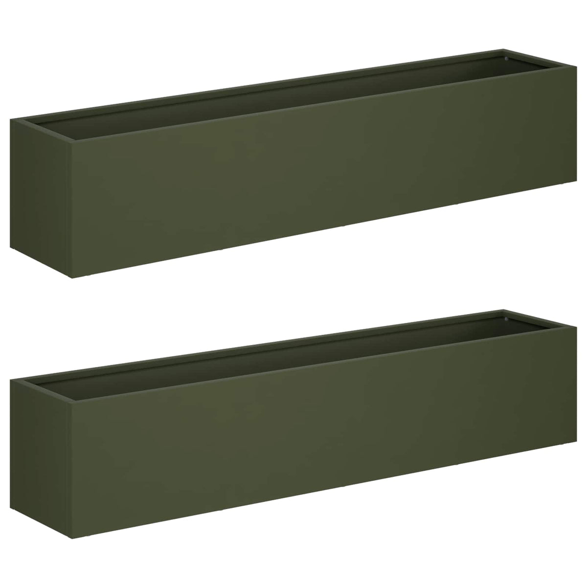 Plantenbak 2 st Olijfgroen 100 x 20 x 20 cm Koudgewalst staal