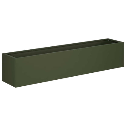 Plantenbak 2 st Olijfgroen 100 x 20 x 20 cm Koudgewalst staal