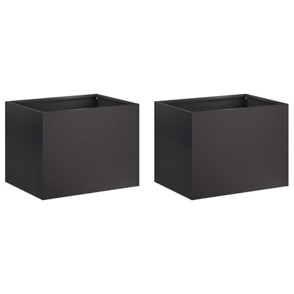 Plantenbak 2 st Zwart 40 x 30 x 30 cm Koudgewalst staal