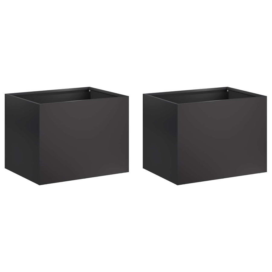 Plantenbak 2 st Zwart 40 x 30 x 30 cm Koudgewalst staal