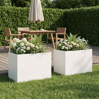 Plantenbak 2 st Wit 40 x 30 x 30 cm Koudgewalst staal