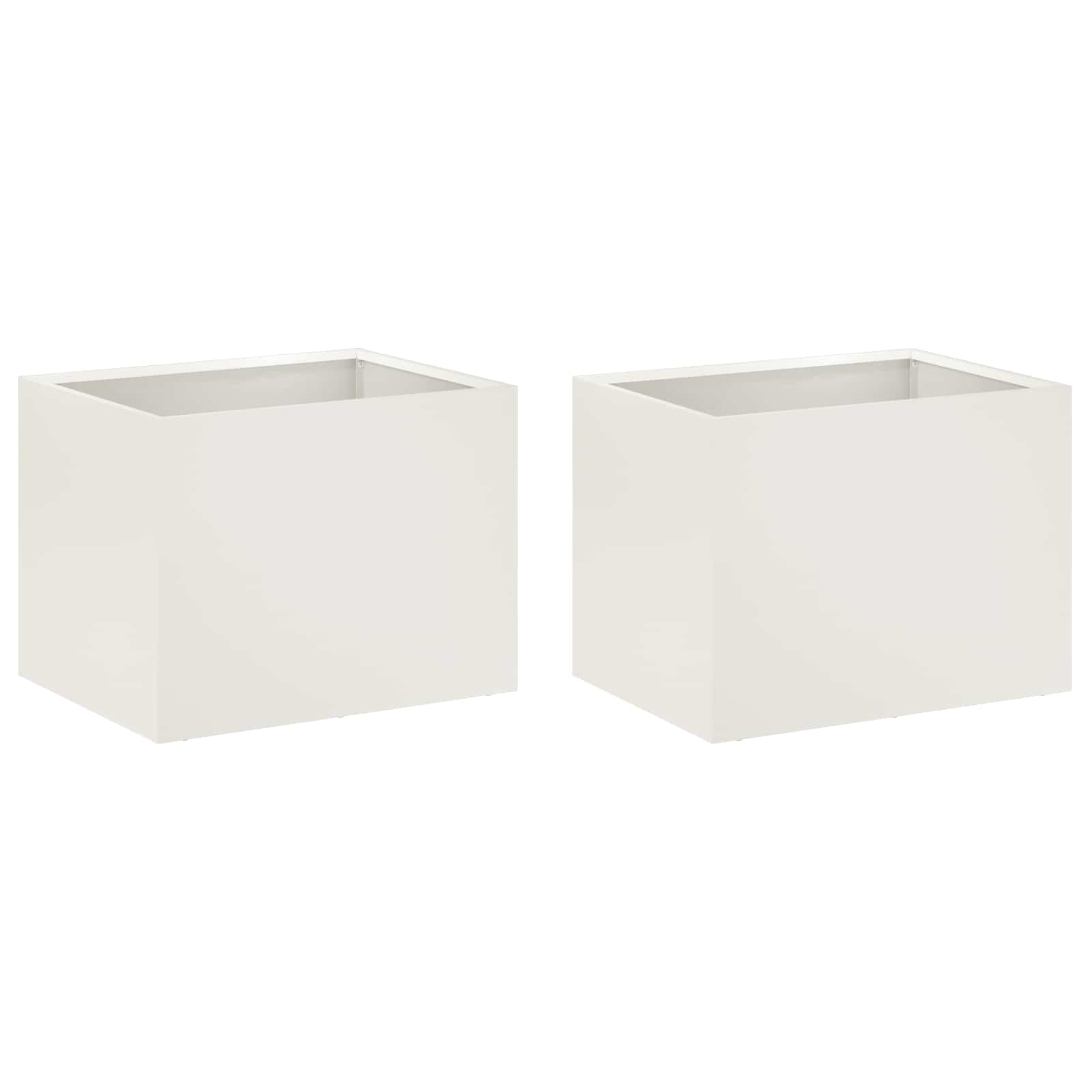 Plantenbak 2 st Wit 40 x 30 x 30 cm Koudgewalst staal