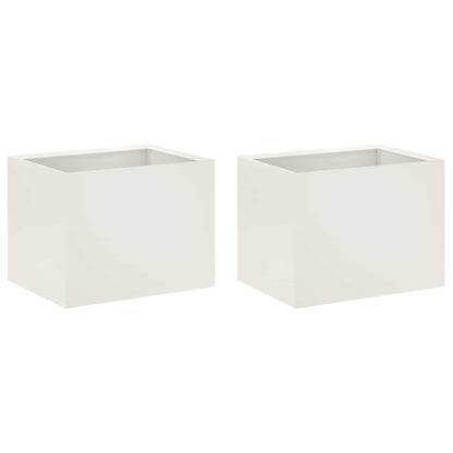 Plantenbak 2 st Wit 40 x 30 x 30 cm Koudgewalst staal