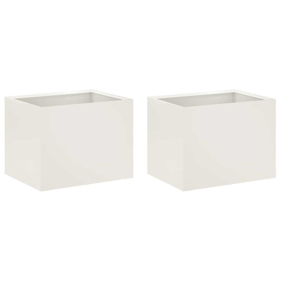 Plantenbak 2 st Wit 40 x 30 x 30 cm Koudgewalst staal