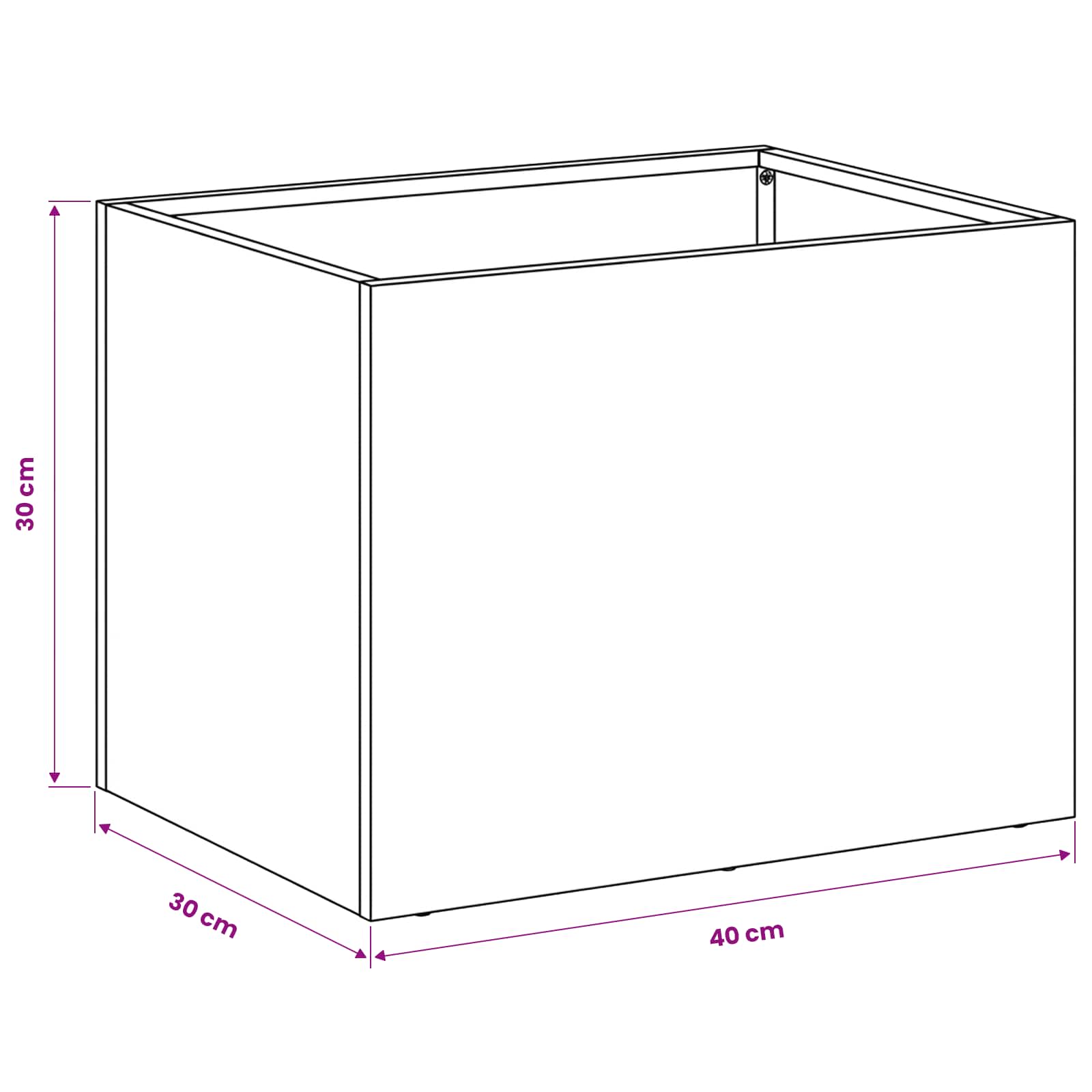 Plantenbak 2 st Wit 40 x 30 x 30 cm Koudgewalst staal