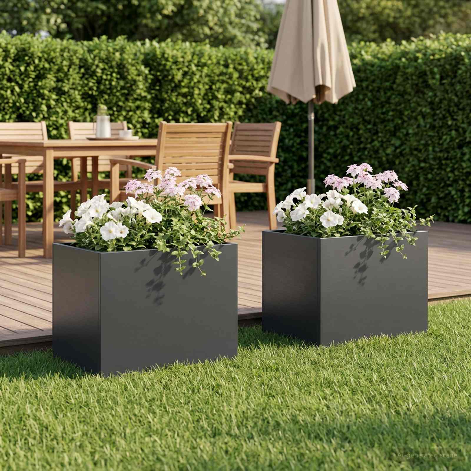 Plantenbak 2 st Antraciet 40 x 30 x 30 cm Koudgewalst staal