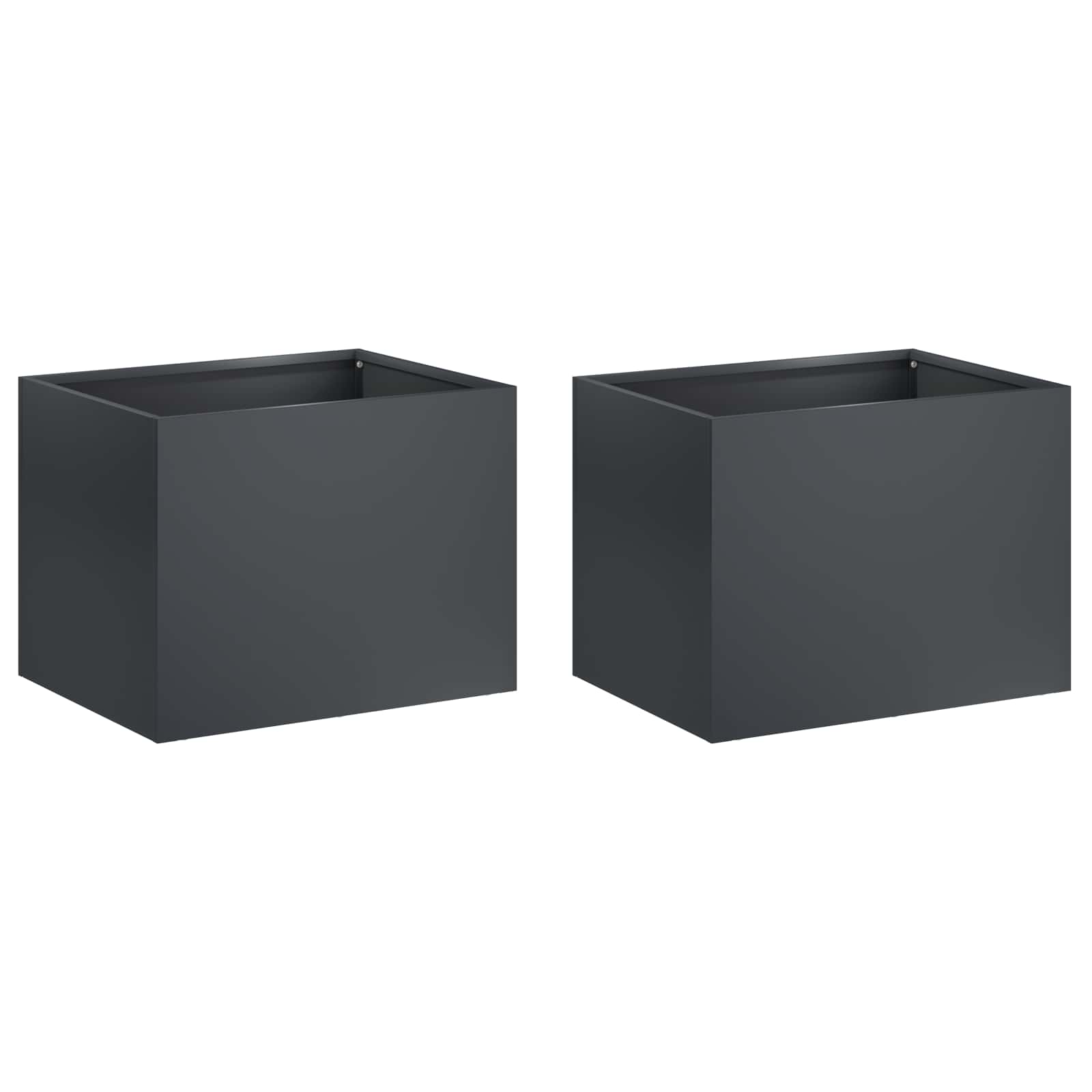 Plantenbak 2 st Antraciet 40 x 30 x 30 cm Koudgewalst staal