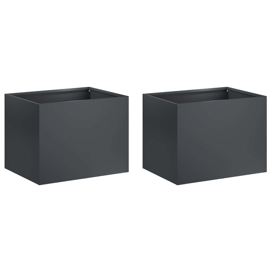 Plantenbak 2 st Antraciet 40 x 30 x 30 cm Koudgewalst staal