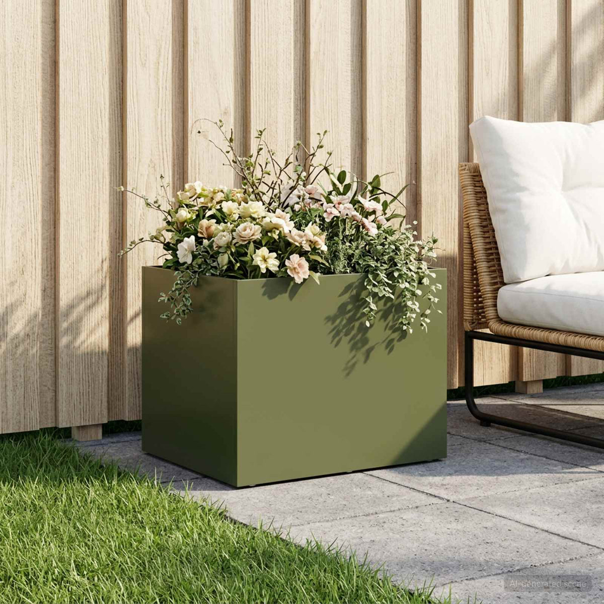 Plantenbak Olijfgroen 40 x 30 x 30 cm Koudgewalst staal
