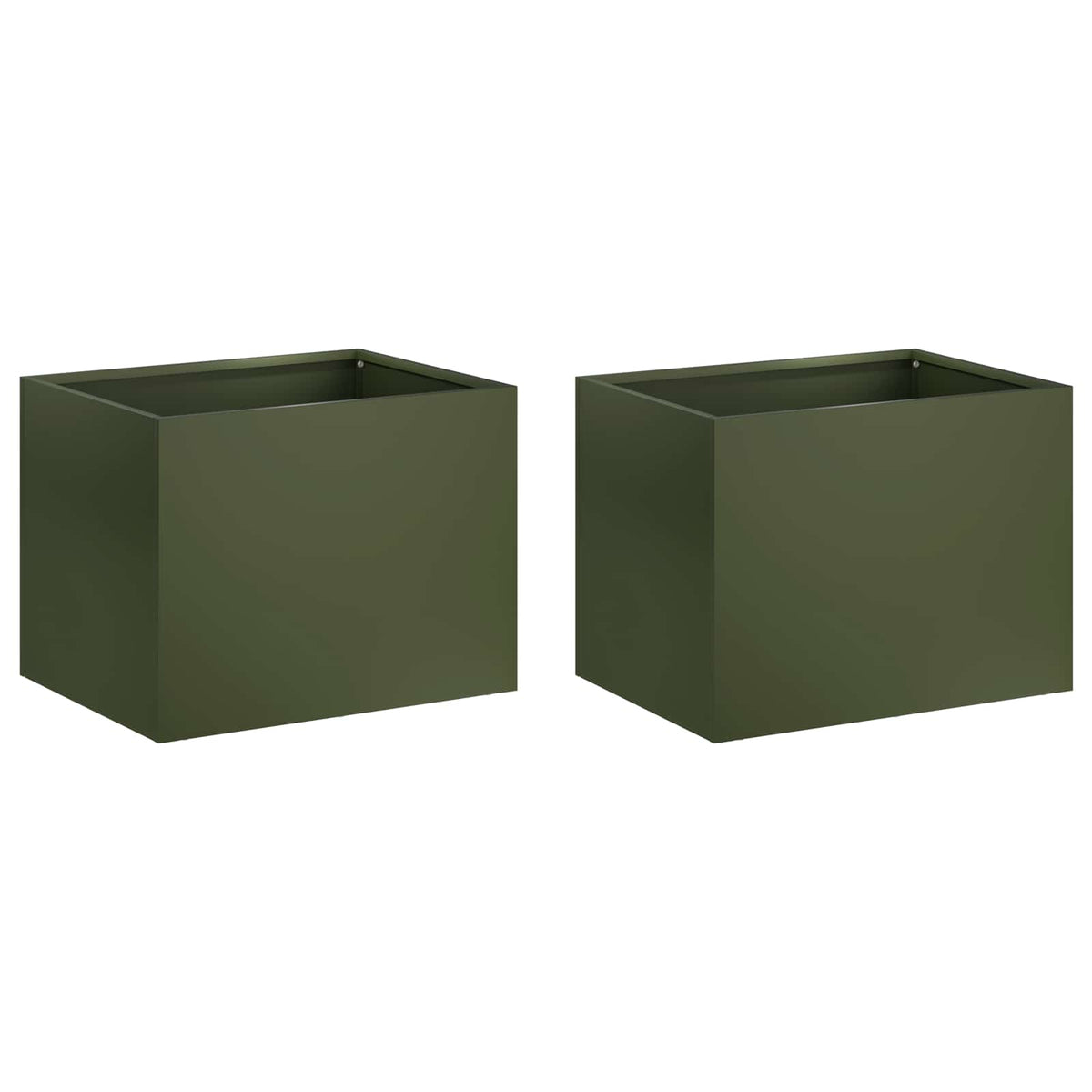 Plantenbak 2 st Olijfgroen 40 x 30 x 30 cm Koudgewalst staal