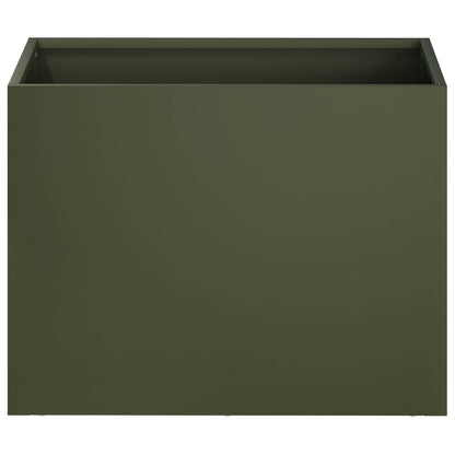 Plantenbak 2 st Olijfgroen 40 x 30 x 30 cm Koudgewalst staal