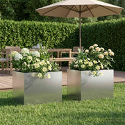 Plantenbak 40x30x30 cm roestvrij staal zilver (2 st)