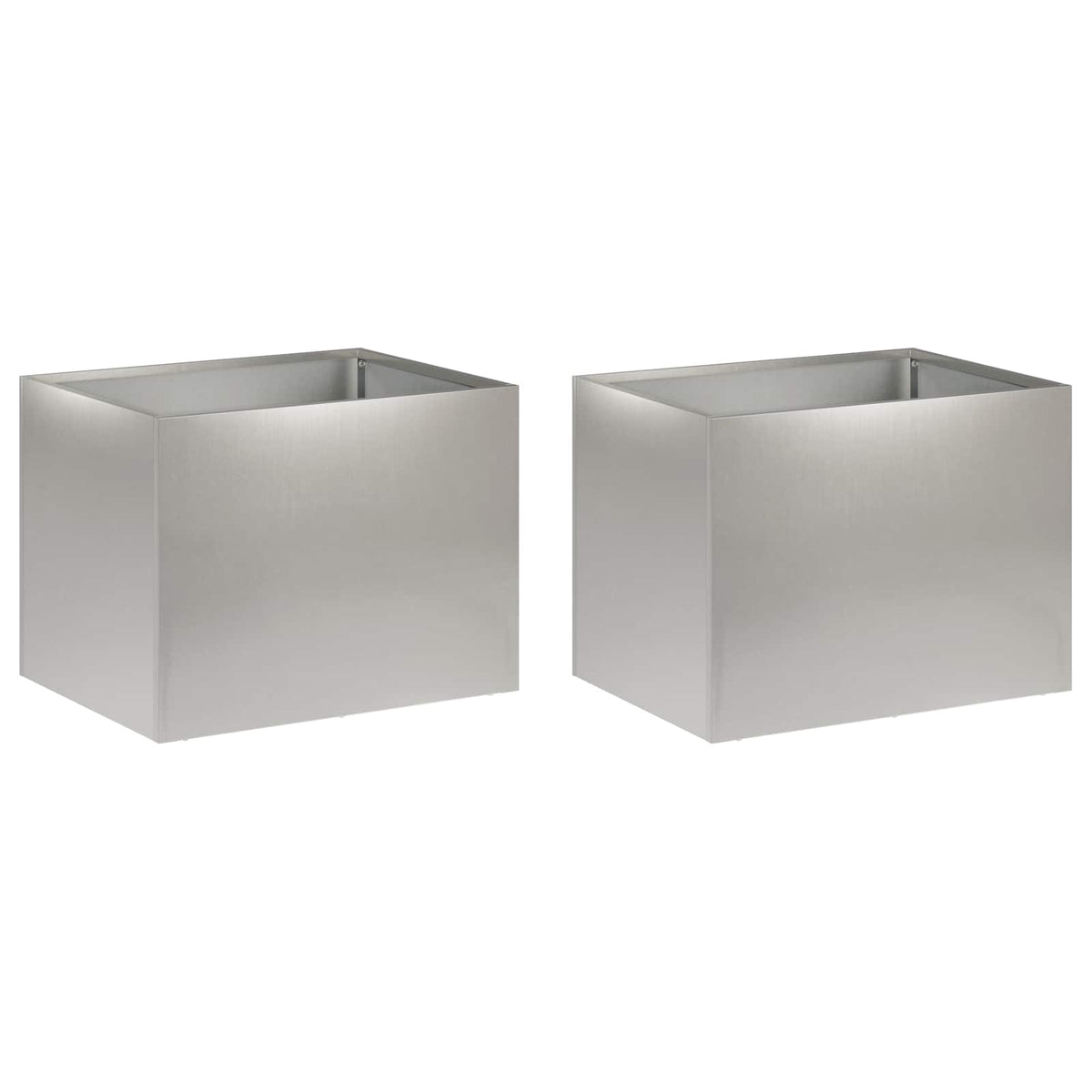 Plantenbak 2 st zilver 40 x 30 x 30 cm Roestvrij staal