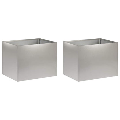 Plantenbak 2 st zilver 40 x 30 x 30 cm Roestvrij staal