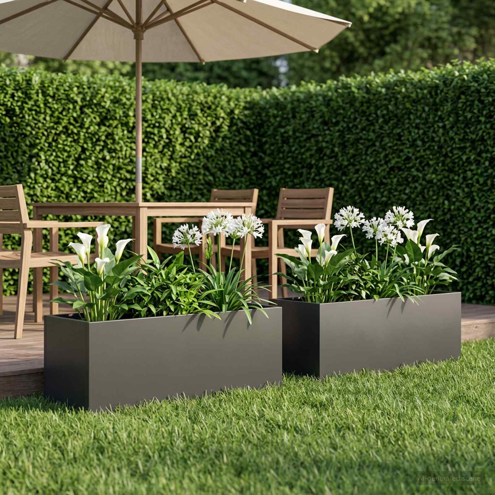 Plantenbak 2 st Zwart 80 x 30 x 30 cm Koudgewalst staal
