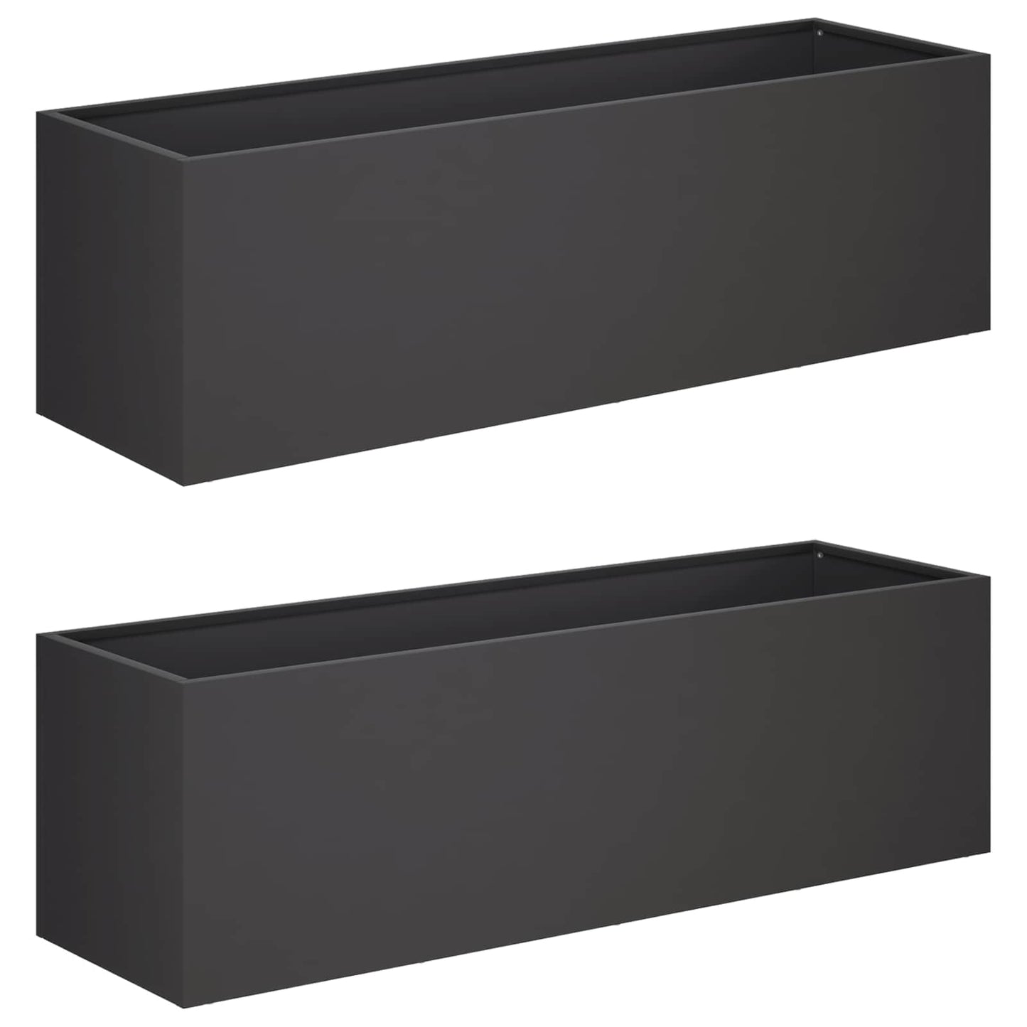 Plantenbak 2 st Zwart 80 x 30 x 30 cm Koudgewalst staal