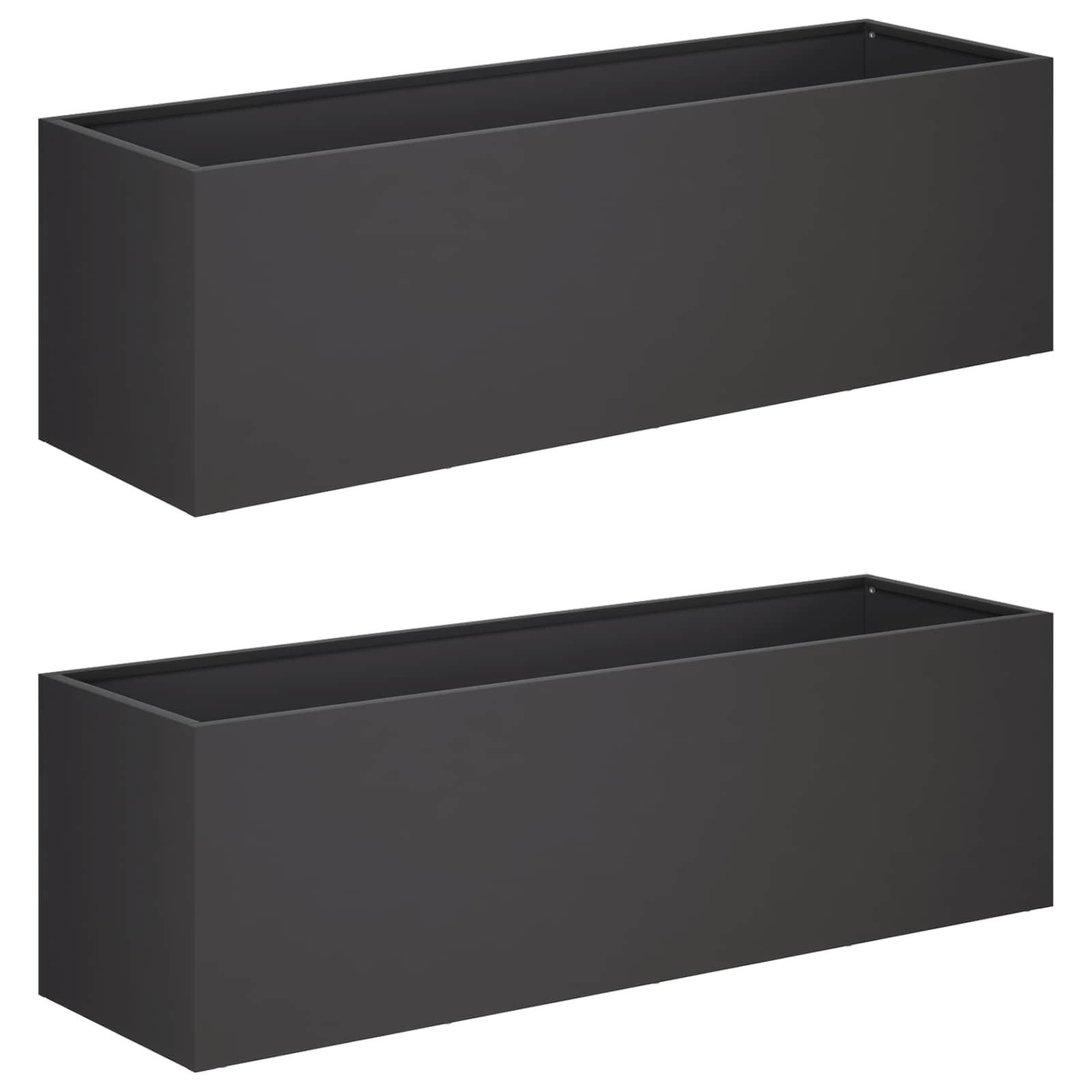 Plantenbak 2 st Zwart 80 x 30 x 30 cm Koudgewalst staal