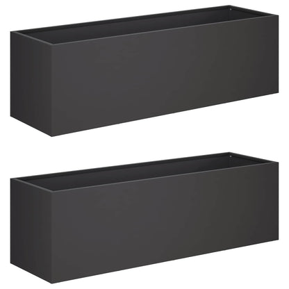 Plantenbak 2 st Zwart 80 x 30 x 30 cm Koudgewalst staal