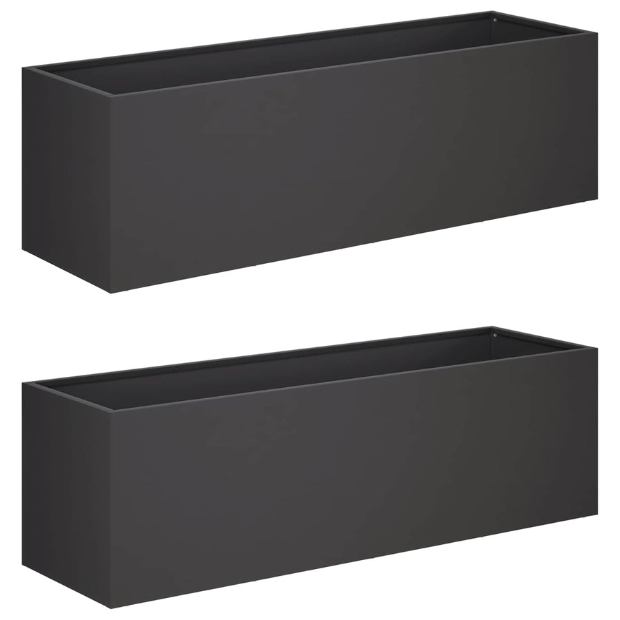 Plantenbak 2 st Zwart 80 x 30 x 30 cm Koudgewalst staal