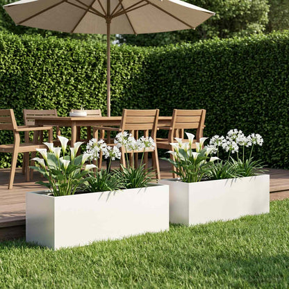 Plantenbak 2 st Wit 80 x 30 x 30 cm Koudgewalst staal