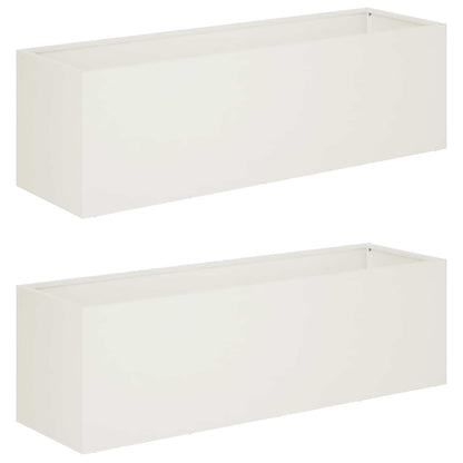 Plantenbak 2 st Wit 80 x 30 x 30 cm Koudgewalst staal