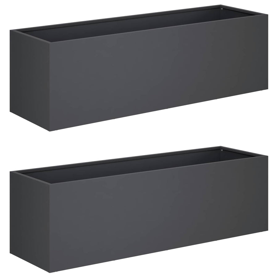 Plantenbak 2 st Antraciet 80 x 30 x 30 cm Koudgewalst staal