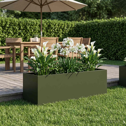 Plantenbak Olijfgroen 80 x 30 x 30 cm Koudgewalst staal